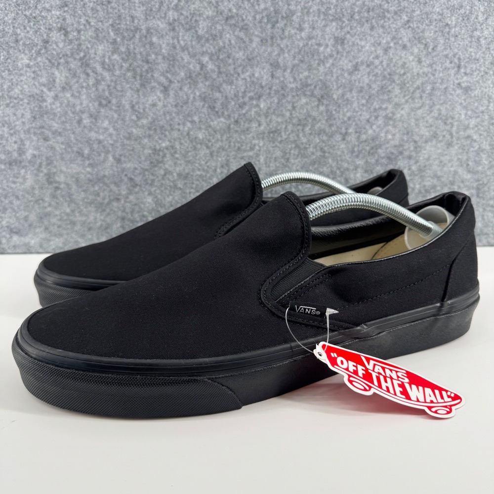Vans Classic Slip-On Shoes Mens 12 Black Canvas Low Top Sneakers